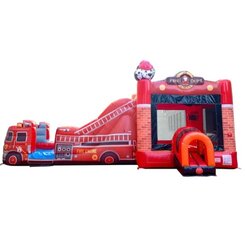 Fire Truck Water Slide Bounce House